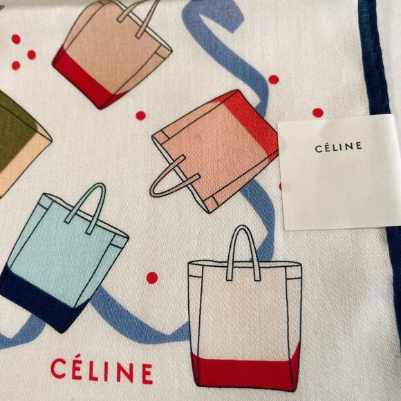 Celine NWT Cotton Scarf – Tote Bag Print - Picture 4 of 10